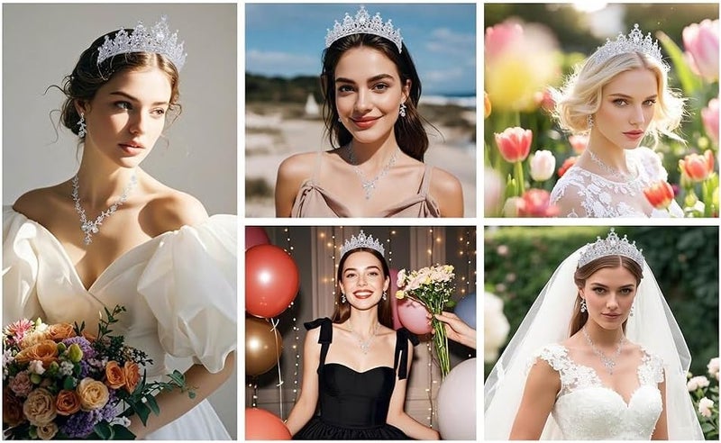 Kamirola Tiaras and Crowns for Women,Tiaras Earrings Necklace, Crystal Bridal Jewelry Set, Costume Party Halloween Prom Pageant Jewelry for Women(TR45) - Image 4